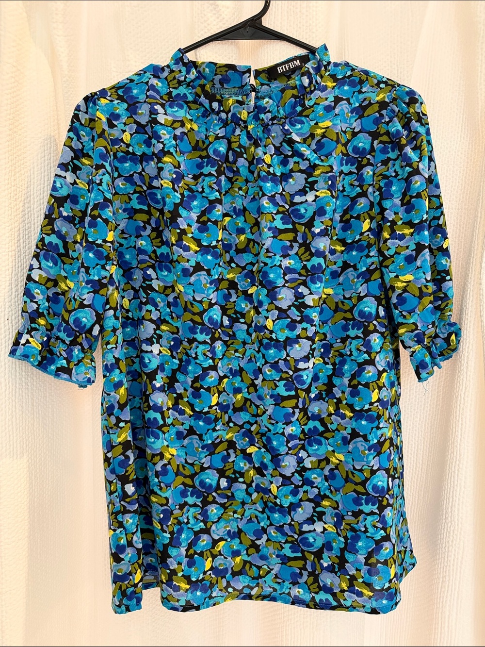 Blue Floral Casual with ruffle detail